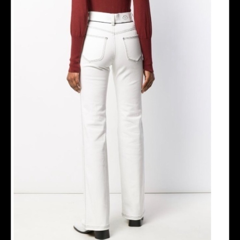 See By Chloe White High-Rise Flare Jeans with Contrast Stitching - Picture 2 of 15